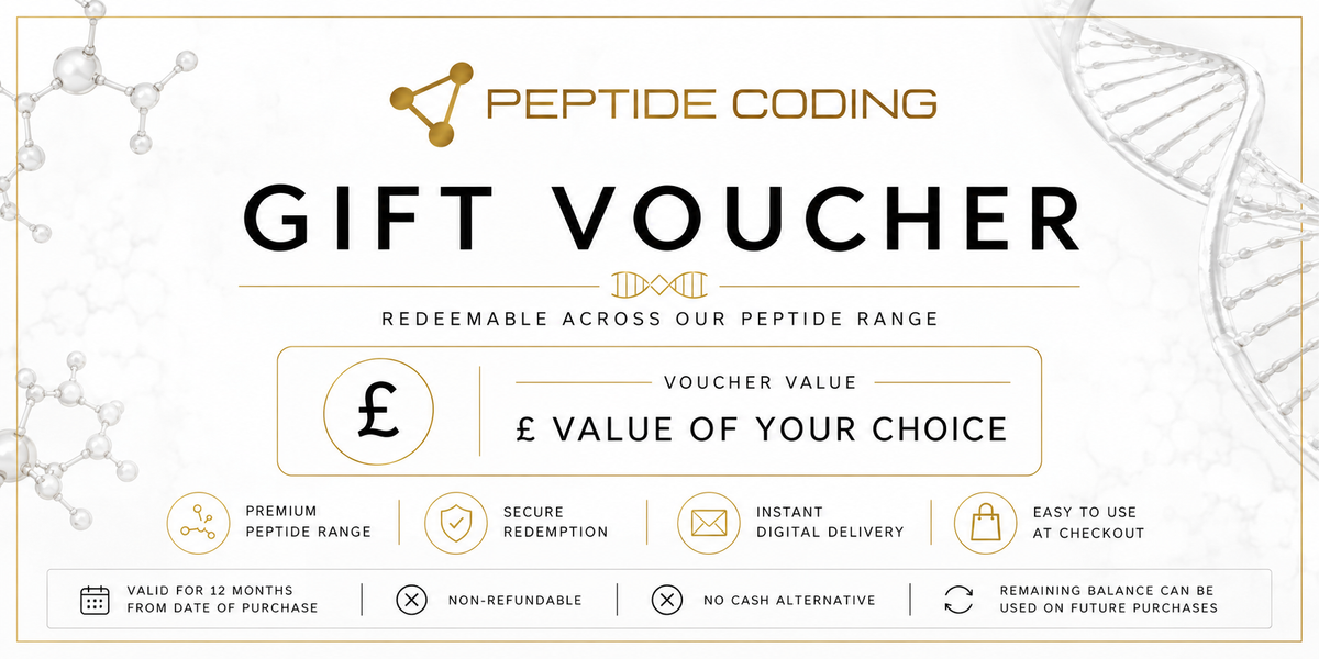 Peptide Coding gift voucher with current gold triangle logo
